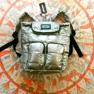 Steve Madden Puffer Quilted Silver Backpack